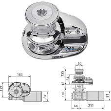 Лебедка якорная X1, 12 В, с барабаном, под цепь 6мм